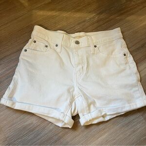 Levi’s White Mid Length Denim Shorts Size 26 roll up